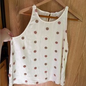 Mine Cream and Brown Polka Dot Tank Top Size Medium
